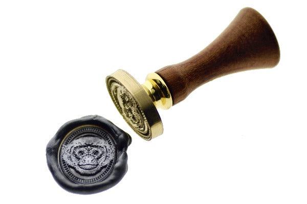 Monkey Portrait Wax Seal Stamp - Backtozero B20 - Animal, Animal Lover, black, metallic black, oval, Portrait, rainforest, Signature, signaturehandle