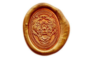 Panther Portrait Wax Seal Stamp - Backtozero B20 - Animal, Animal Lover, Copper Gold, oval, Portrait, rainforest, Signature, signaturehandle