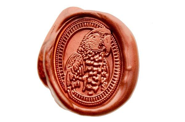 Parrot Portrait Wax Seal Stamp - Backtozero B20 - Animal, Animal Lover, bird, metallic red, oval, Portrait, rainforest, Signature, signaturehandle