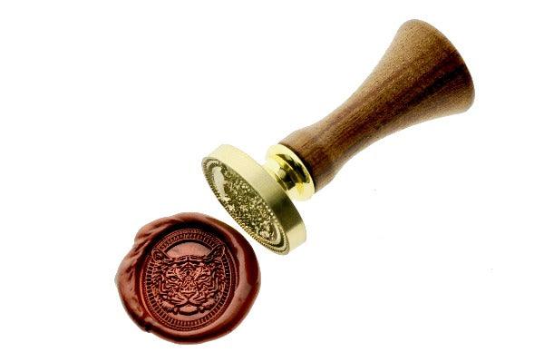 Tiger Portrait Wax Seal Stamp - Backtozero B20 - Animal, Animal Lover, Metallic Red, oval, Portrait, Signature, signaturehandle