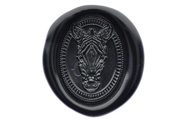 Zebra Portrait Wax Seal Stamp - Backtozero B20 - Animal, Animal Lover, Black, oval, Portrait, Signature, signaturehandle