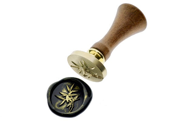 Bamboo Leaves Wax Seal Stamp - Backtozero B20 - black, botanic, Botanical, gold, gold dust, gold powder, Leaf, Leafs, Leaves, Nature, oval, Signature, signaturehandle, spring