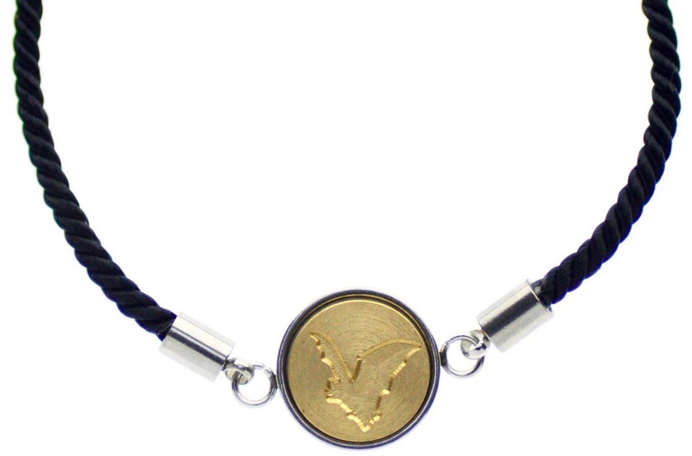 Bat Signet Bracelet - Backtozero B20 - 10mm, 12mm, adjustable, bat, black, bracelet, brass, cord, cord bracelet, minimal, signet, signet bracelet, stainless steel, twist cord