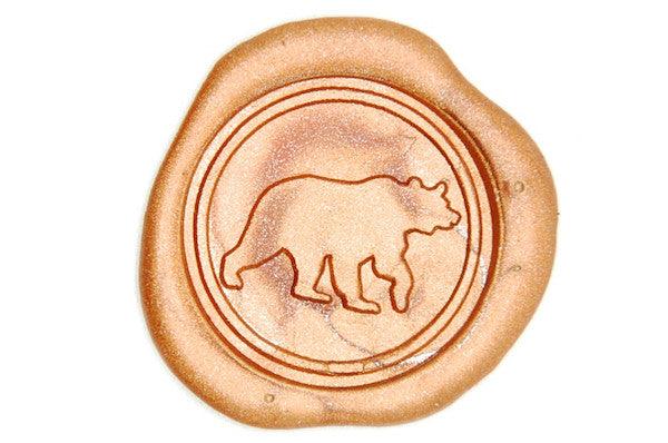 Bear Wax Seal Stamp - Backtozero B20 - Animal, Bear, Copper Gold, genericlonghandle, Grizzly Bear