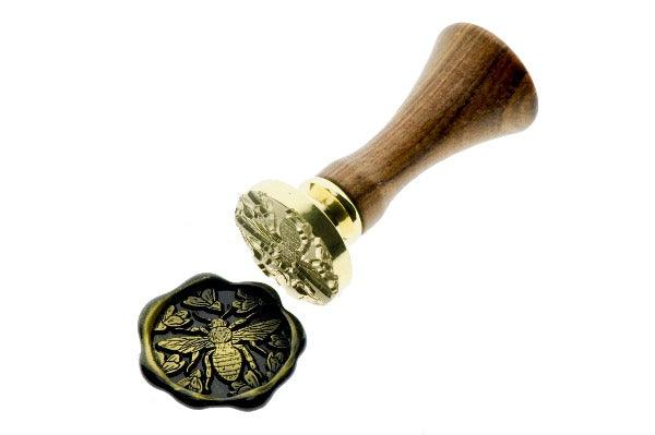 Bee & Flowers Wax Seal Stamp - Backtozero B20 - bee, black, botanic, Botanical, floral, flower, gold metallic powder, insect, metallic powder, newarrivals, Signature, signaturehandle, Snowdrop, spring