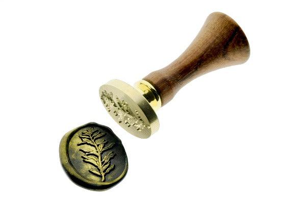 Bird Cherry Leaves Wax Seal Stamp - Backtozero B20 - black, botanic, Botanical, gold, gold dust, gold powder, Leaf, Leafs, Leaves, Nature, newarrivals, oval, Signature, signaturehandle, spring