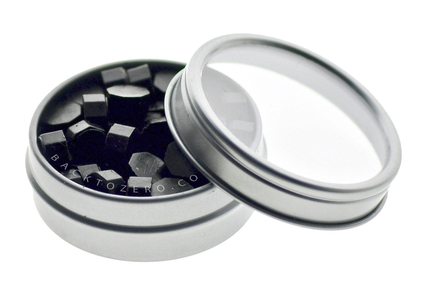 Black Octagon Sealing Wax Beads - Backtozero B20 - Black, octagon bead, sealing wax, tin, Wax Beads