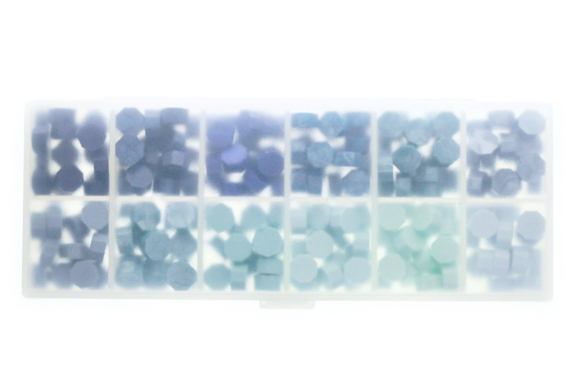 Octagon Sealing Wax Beads Palette | Shades of Blue - Backtozero B20 - blue, octagon bead, palette, sealing wax, Wax Beads