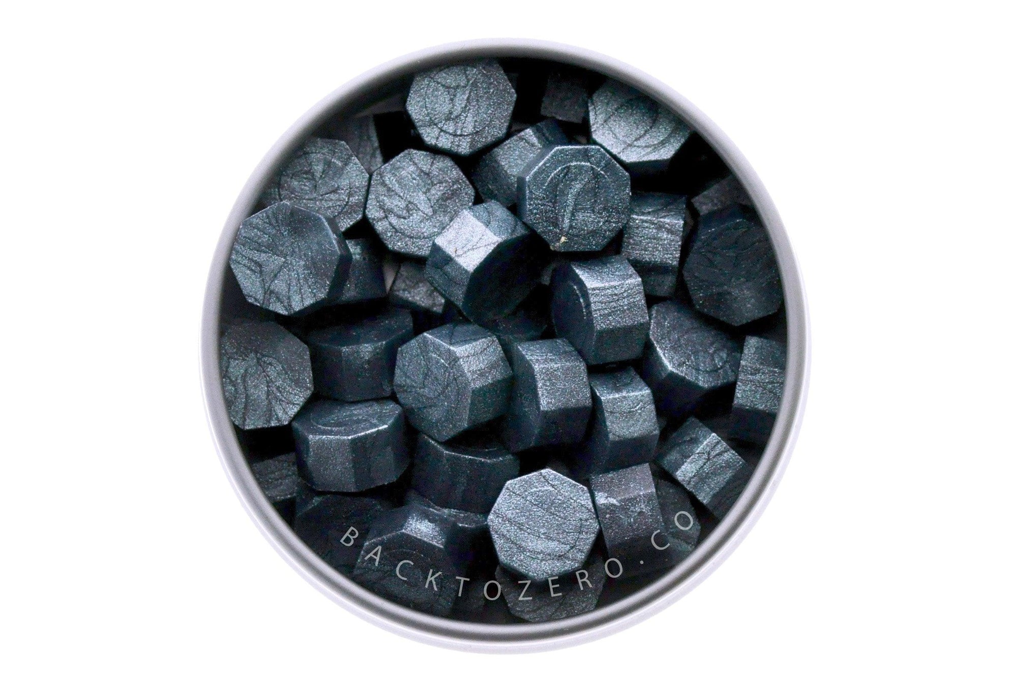 Bluewood Octagon Sealing Wax Beads - Backtozero B20 - green, octagon bead, sealing wax, tin, Wax Beads