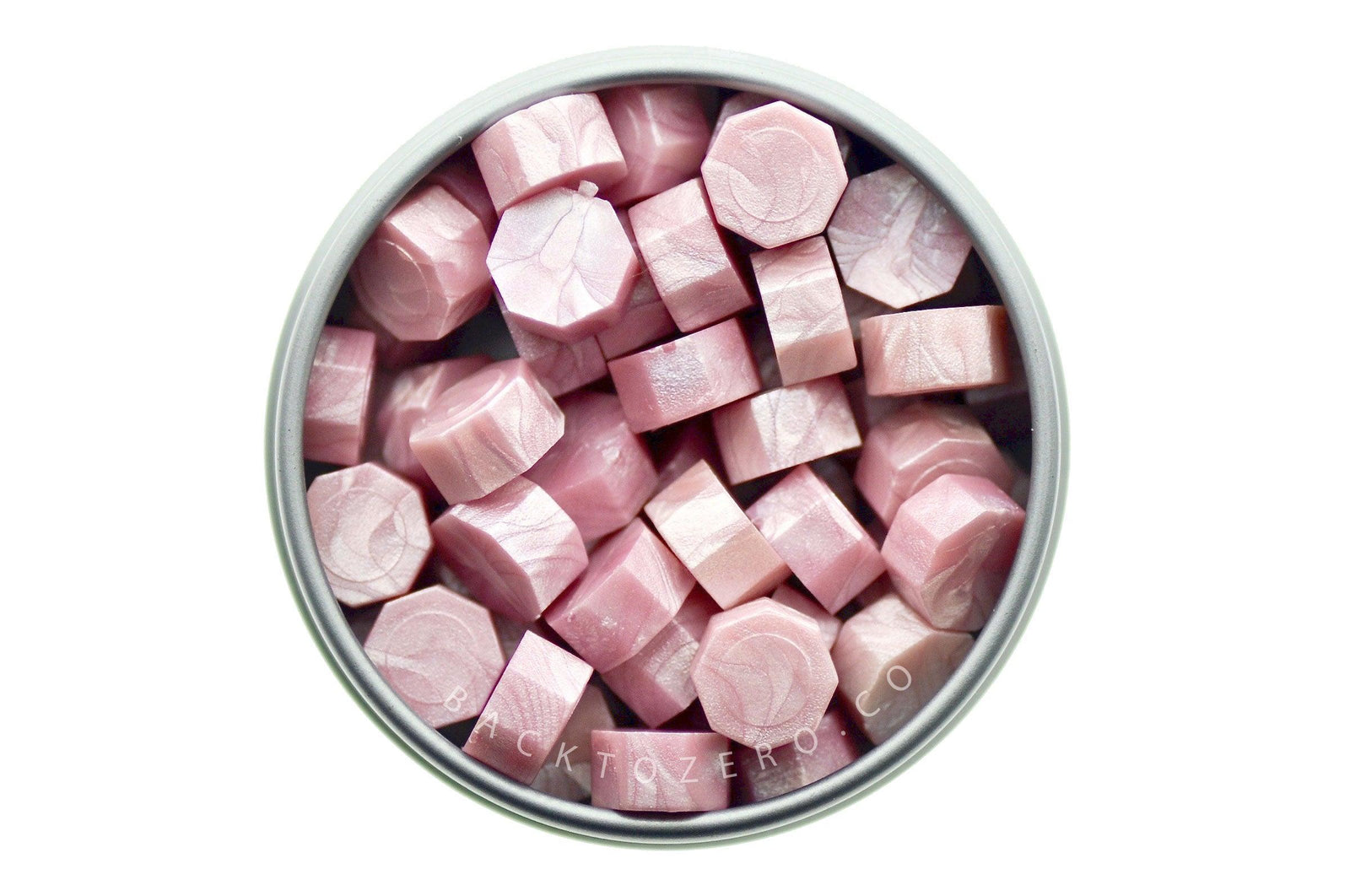 Blush Pink Octagon Sealing Wax Beads - Backtozero B20 - metallic, octagon bead, pearlized, pink, Sealing Wax, soft pink, tin, Wax Beads