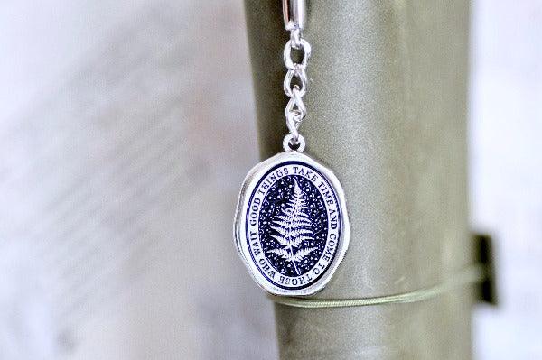 Message Wax Seal Enamel Bookmark | Fern | Patience | L - Backtozero B20 - book, book lover, bookmark, botanic, Botanical, dangle, enamel, fern, Good things take time, her, him, lapel, metal, newarrivals, pendant, Silver, soft enamel, starry