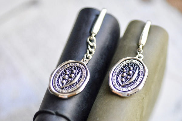Message Wax Seal Enamel Bookmark | Lily of the Valley | L - Backtozero B20 - book, book accessories, book lover, bookmark, botanic, Botanical, dangle, enamel, Flower, her, lapel, lily of the valley, metal, pendant, Silver, soft enamel, starry