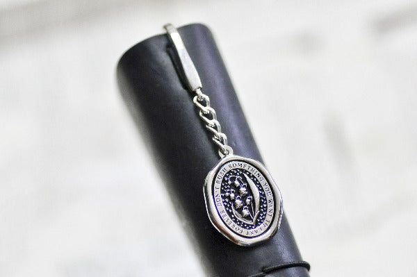 Message Wax Seal Enamel Bookmark | Lily of the Valley | L - Backtozero B20 - book, book accessories, book lover, bookmark, botanic, Botanical, dangle, enamel, Flower, her, lapel, lily of the valley, metal, pendant, Silver, soft enamel, starry