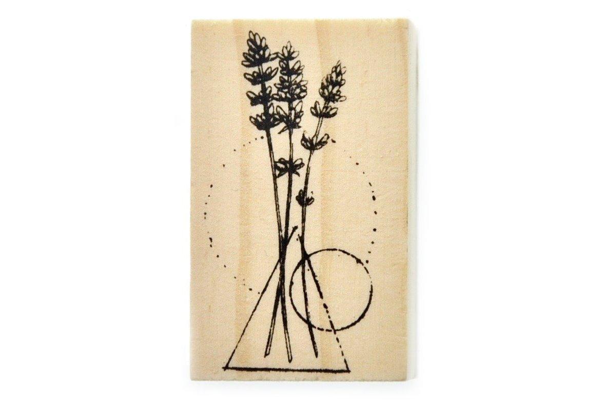 Geometric Lavender Rubber Stamp - Backtozero B20 - Botanical, floral, Flower, Geometric, Lavender, Nature, rubber stamp