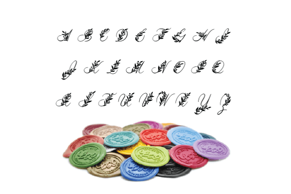 Botanical Monogram Wax Seal Stamp - Backtozero B20 - 2 initials, 2initials, Botanical, Double Initials, floral, Flower, genericlonghandle, Initial, Monogram, Nature, Pastel Green, Personalized, Two initials, Wedding