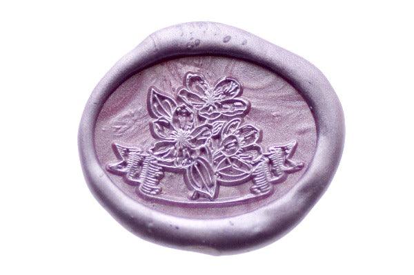 Wild flower bouquet Wax Seal Stamp Designed by Petra - Backtozero B20 - boquet, botanic, Botanical, collaboration, floral, Flower, flowers, jar, metallic, metallic lavender, metallic purple, Nature, oval, Signature, signaturehandle