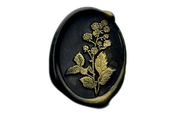 Berries Wax Seal Stamp - Backtozero B20 - berries, berry, black, botanic, Botanical, boysenberries, gold, gold dust, gold powder, Leaf, Leafs, Leaves, Nature, newarrivals, oval, Signature, signaturehandle, spring