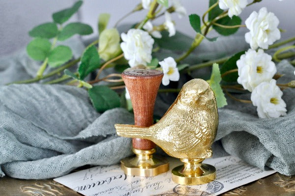 Brass Bluebird Wax Seal Handle - Backtozero B20 - Bird, brass deco, handle