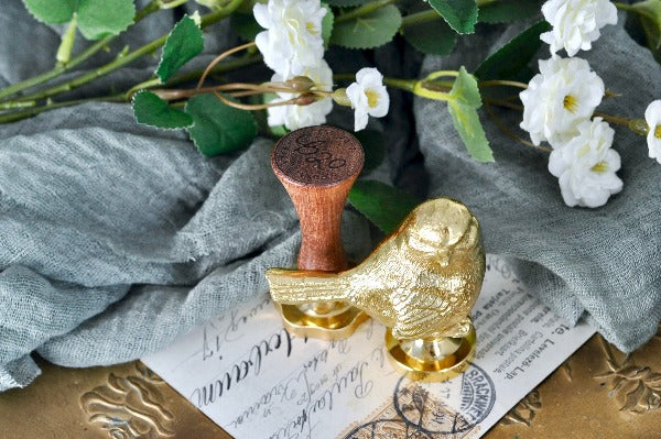 Brass Bluebird Wax Seal Handle - Backtozero B20 - Bird, brass deco, handle