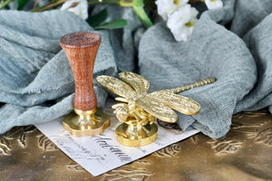 Brass Dragonfly Wax Seal Handle - Backtozero B20 - brass deco, handle, insect