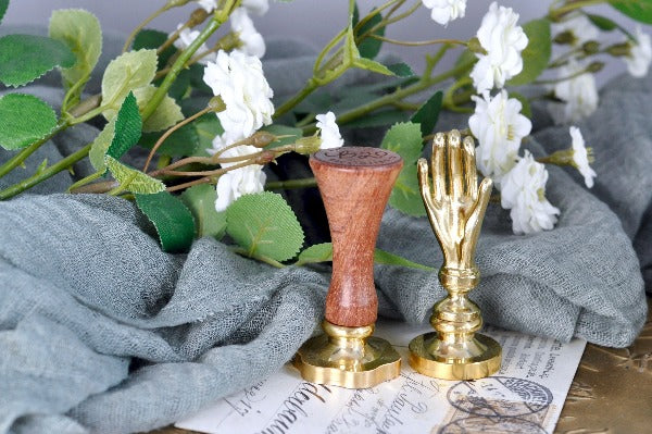 Brass Hand Wax Seal Handle - Backtozero B20 - brass deco, hand gesture, handle