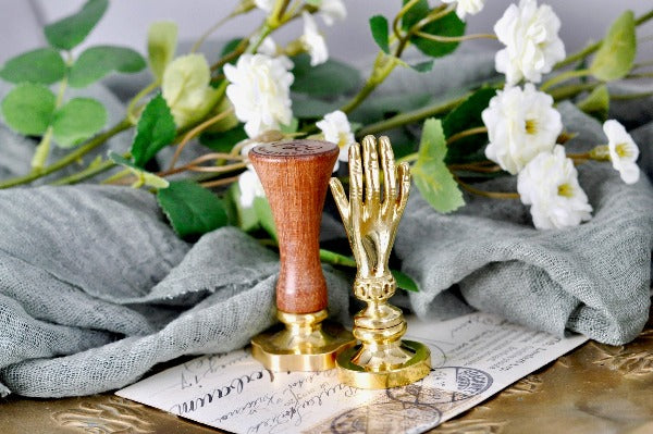 Brass Hand Wax Seal Handle - Backtozero B20 - brass deco, hand gesture, handle