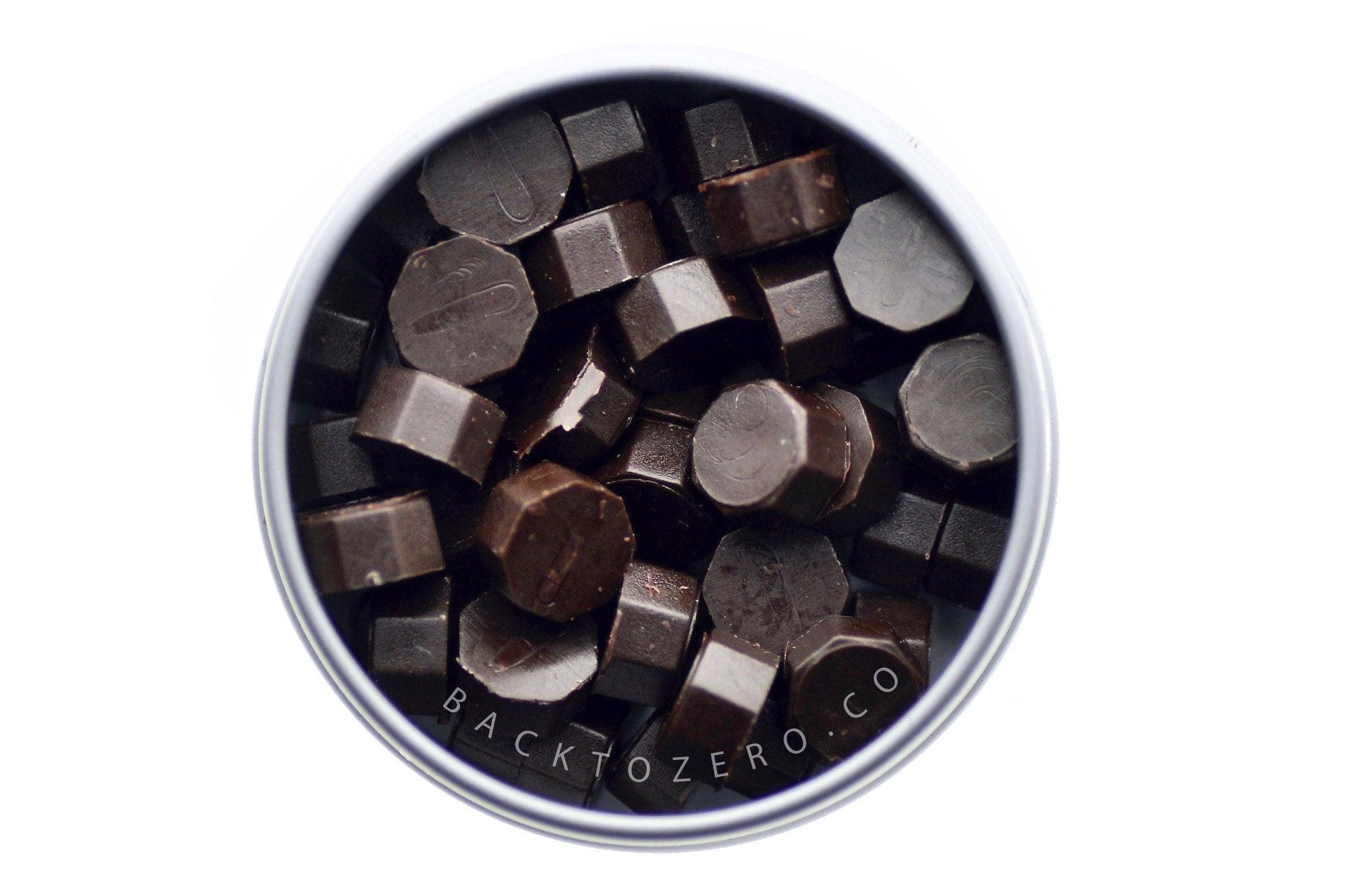 Brown Octagon Sealing Wax Beads - Backtozero B20 - brown, octagon bead, sealing wax, tin, Wax Beads