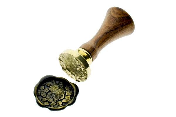 Butterfly & Apple Blossoms Wax Seal Stamp - Backtozero B20 - beetle, black, botanic, Botanical, gold metallic powder, insect, leaf, leaves, metallic powder, newarrivals, Signature, signaturehandle, spring