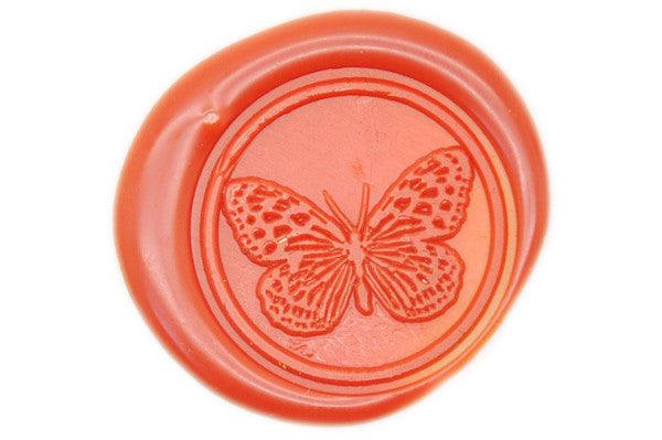 Butterfly Wax Seal Stamp - Backtozero B20 - Butterfly, genericlonghandle, Insects, Orange