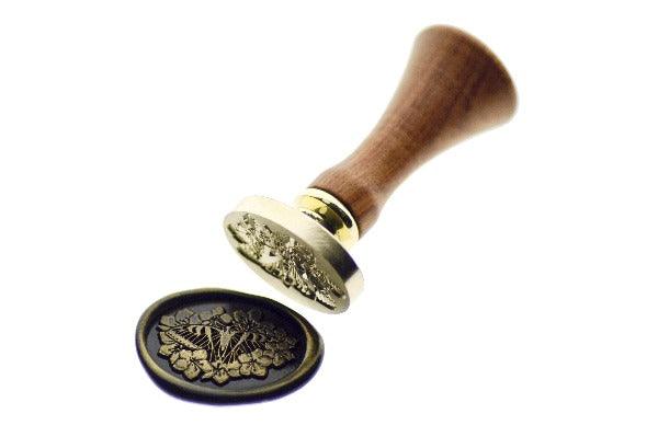 Butterfly & Flowers Wax Seal Stamp | A - Backtozero B20 - botanic, Botanical, Butterfly, floral, Flower, flowers, gold dust, gold powder, insect, Insects, newarrivals, oval, Signature, signaturehandle