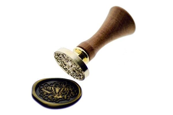Butterfly & Flowers Outline Wax Seal Stamp | A - Backtozero B20 - botanic, Botanical, Butterfly, floral, Flower, flowers, gold dust, gold powder, insect, Insects, newarrivals, oval, Signature, signaturehandle