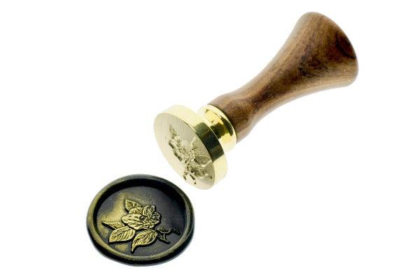 Camellia Wax Seal Stamp - Backtozero B20 - black, botanic, Botanical, camellia, flower, gold metallic powder, leaf, metallic powder, Nature, newarrivals, Signature, signaturehandle, spring