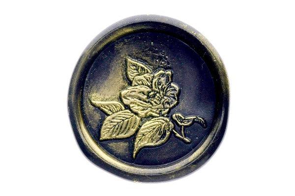 Camellia Wax Seal Stamp - Backtozero B20 - black, botanic, Botanical, camellia, flower, gold metallic powder, leaf, metallic powder, Nature, newarrivals, Signature, signaturehandle, spring