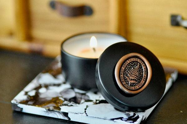 Scented Soy Candle | Patience | Amber Moss with Copper Foil - Backtozero B20 - botanic, Botanical, candle, Copper, copper foil, fern, Nature, newarrivals, Plant, plants, scented, soy candle, starry