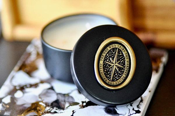 Scented Soy Candle | Shine | Amber Wood with Gold Foil - Backtozero B20 - candle, Gold, gold foil, newarrivals, scented, soy candle, star, starry