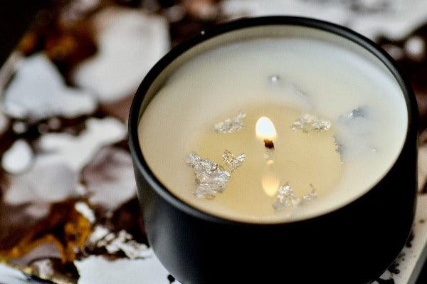 Scented Soy Candle | Soul | Salt & Sage with Silver Foil - Backtozero B20 - candle, newarrivals, scented, seashell, shell, Silver, silver foil, soy candle, starry