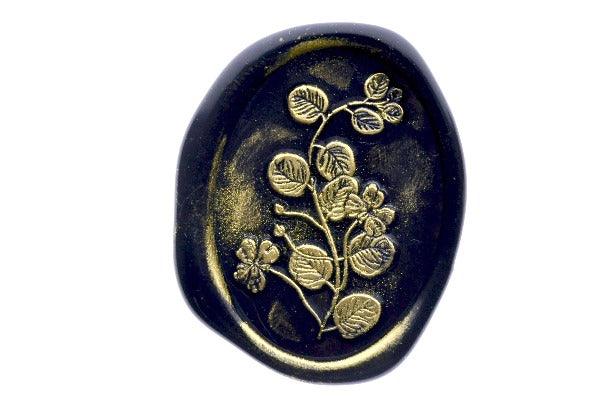Caper Bush Wax Seal Stamp | B - Backtozero B20 - black, botanic, Botanical, capparis, floral, Flower, flowers, gold, gold dust, gold powder, Leaf, Leafs, Leaves, Nature, newarrivals, oval, Signature, signaturehandle, spring