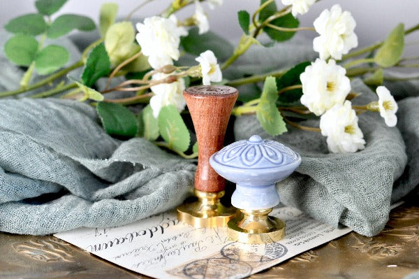 Ceramic Button Wax Seal Handle | Blue - Backtozero B20 - ceramic, handle