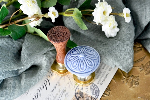 Ceramic Button Wax Seal Handle | Blue - Backtozero B20 - ceramic, handle