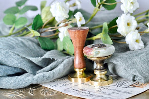 Floral Ceramic Button Wax Seal Handle | Peony - Backtozero B20 - ceramic, Flower, flowers, handle, Lavender, Purple