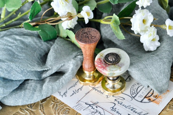 Floral Ceramic Button Wax Seal Handle | Peony - Backtozero B20 - ceramic, Flower, flowers, handle, Lavender, Purple