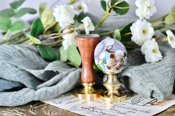 Floral Ceramic Egg Wax Seal Handle | Sakura - Backtozero B20 - ceramic, flowers, handle, Lavender, Purple, sakura