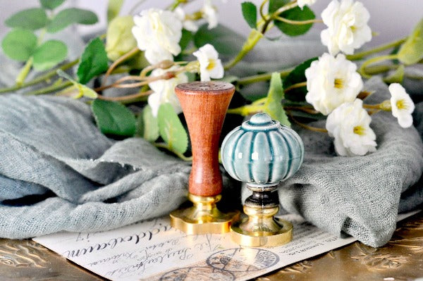 Ceramic Pumpkin Wax Seal Handle | Geen - Backtozero B20 - ceramic, green, handle