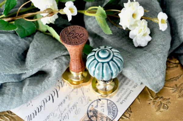 Ceramic Pumpkin Wax Seal Handle | Geen - Backtozero B20 - ceramic, green, handle