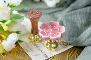 Sakura Ceramic Wax Seal Handle | Pink - Backtozero B20 - ceramic, Flower, handle, sakura