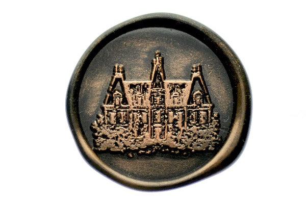 Chateau Sketch Wax Seal Stamp - Backtozero B20 - antique copper, architecture, chapel, chateau, church, copper dust, newarrivals, Signature, signaturehandle, sketch, Wedding