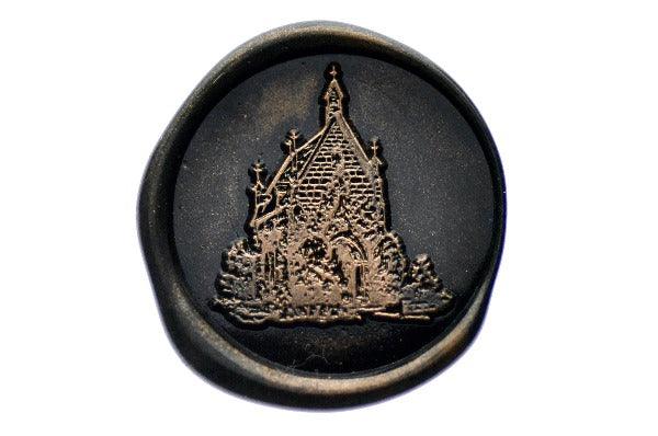 Wedding Chapel Sketch Wax Seal Stamp | D - Backtozero B20 - antique copper, architecture, chapel, church, copper dust, newarrivals, Signature, signaturehandle, sketch, Wedding