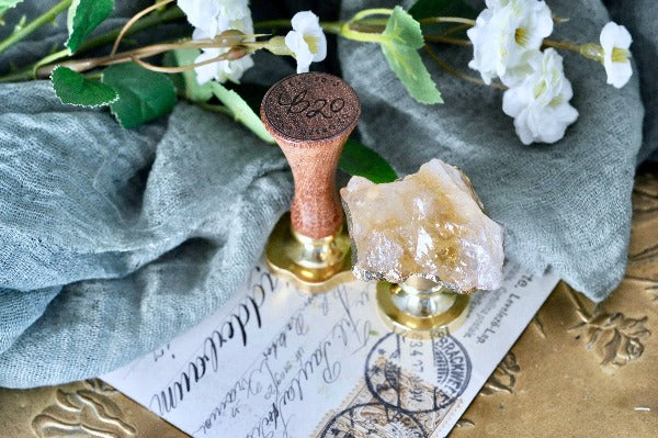 OOAK Gold-Plated Citrine Quartz Wax Seal Handle - Backtozero B20 - Citrine, crystal, gold plated, handle, quartz, yellow crystal, yellow quartz