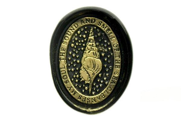 Starry Message Wax Seal Stamp | Seashell | Soul - Backtozero B20 - black, dot, dots, gold, gold dust, gold powder, message, newarrivals, ocean, oval, sea, seashell, shell, Signature, signaturehandle, star, starry, Stars