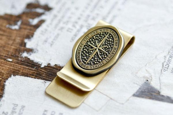 Message Wax Seal Enamel Journal Clip | Star | Shine - Backtozero B20 - antique gold, clip, enamel, her, him, journal clip, lapel, message pin, metal, metal pin, money clip, newarrivals, shine, Silver, soft enamel, star, starry, wax seal, wax seal pin